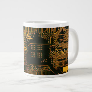Geek Out Nerd PCB Orange Electronic Circuit Board  Large Coffee Mug