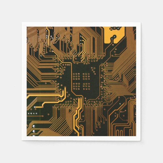 Geek Out Nerd PCB Orange Electronic Circuit Board  Napkin (Front)