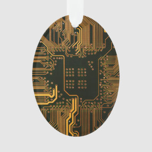 Geek Out Nerd PCB Orange Electronic Circuit Board Ornament