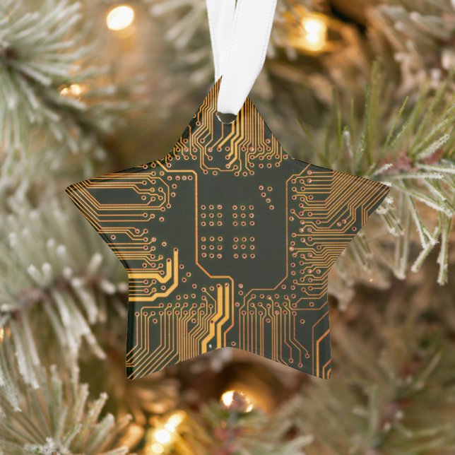 Geek Out Nerd PCB Orange Electronic Circuit Board  Ornament (Tree)