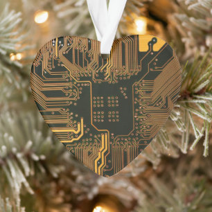 Geek Out Nerd PCB Orange Electronic Circuit Board Ornament