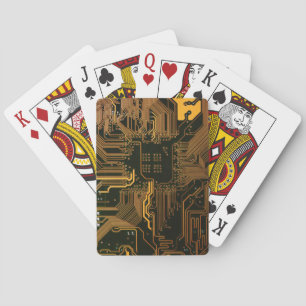 Geek Out Nerd PCB Orange Electronic Circuit Board Playing Cards