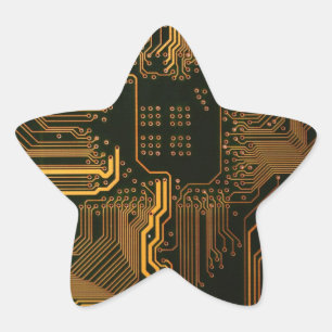 Geek Out Nerd PCB Orange Electronic Circuit Board Star Sticker