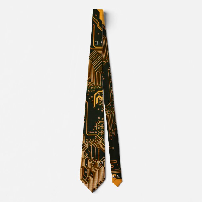 Geek Out Nerd PCB Orange Electronic Circuit Board  Tie (Front)