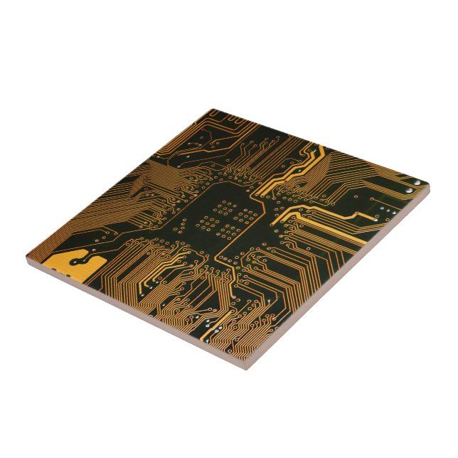 Geek Out Nerd PCB Orange Electronic Circuit Board  Tile (Side)