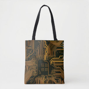 Geek Out Nerd PCB Orange Electronic Circuit Board Tote Bag