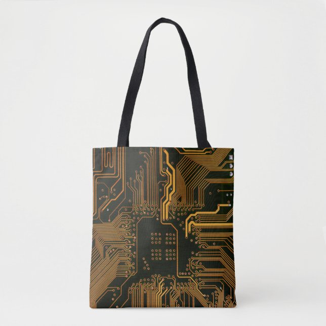 Geek Out Nerd PCB Orange Electronic Circuit Board  Tote Bag (Front)