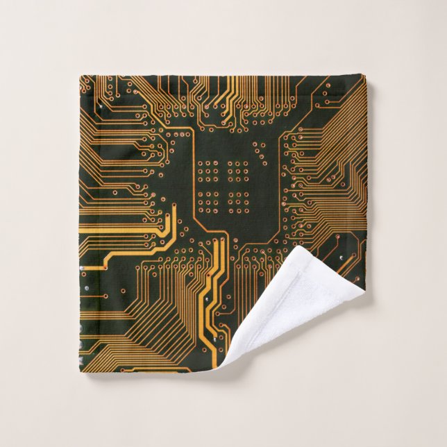 Geek Out Nerd PCB Orange Electronic Circuit Board  Wash Cloth (Wash Cloth)