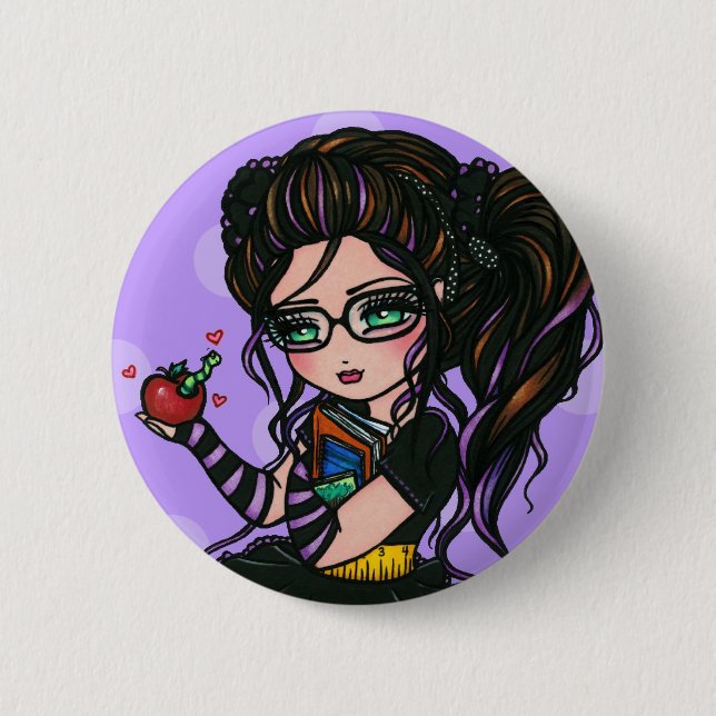 Geek Out Nerd Smartie Pants Bookworm Comic Girl 2 Inch Round Button (Front)