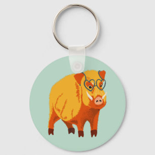Geek Pig Funny Boar Wild Animal Keychain
