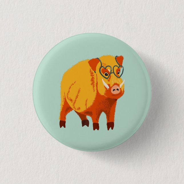 Geek Pig Funny Nerdy 1 Inch Round Button (Front)