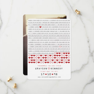 Geek Programmed For Love Simple Binary Code Photo Save The Date