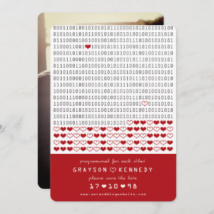 Geek Programmed For Love Simple Binary Code Photo Save The Date