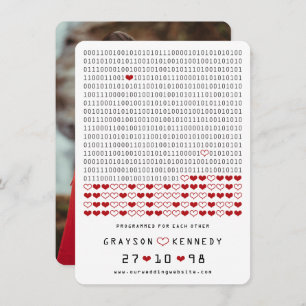 Geek Programmed For Love Simple Binary Code Photo Save The Date