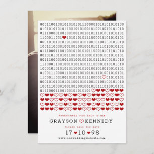 Geek Programmed For Love Simple Binary Code Photo Save The Date