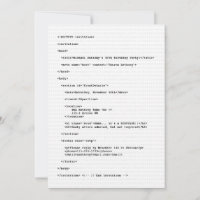 Geek Programmer HTML Code Birthday Invitation