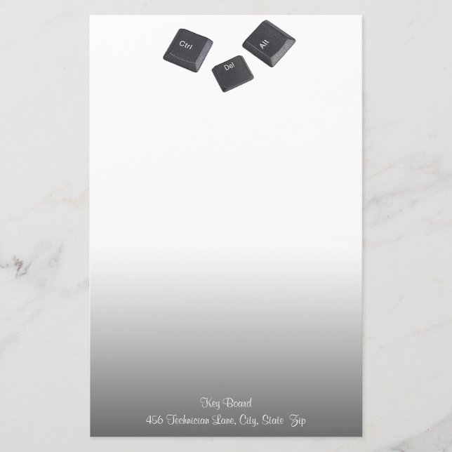Geek Reboot Computer Keys Grey Gradient Stationery (Front)