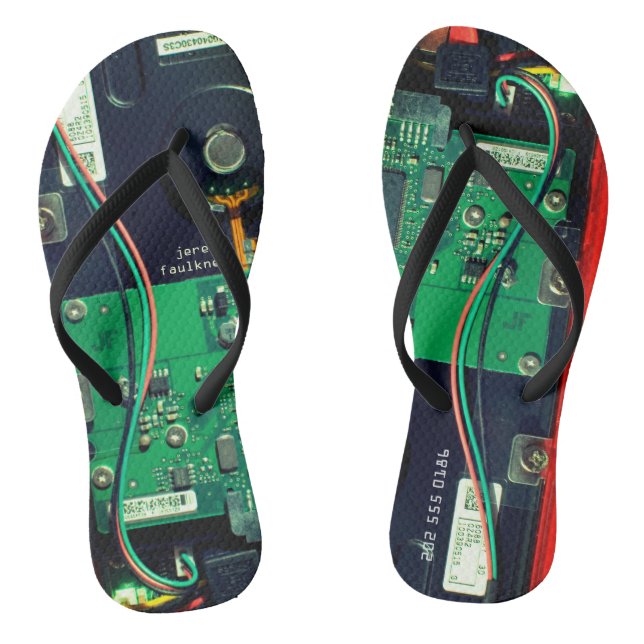 Geek robotic printed circuit board electronic Cool Flip Flops (Footbed)
