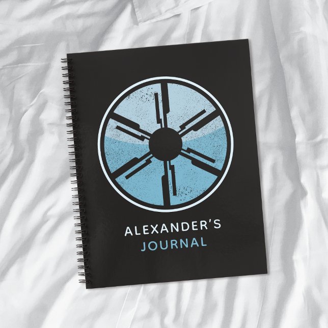 Geek Sci Fi Distressed Futuristic Space Blue Ombre Notebook (Creator Uploaded)