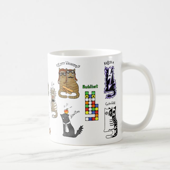 Geek science cats. Discoveries. Physics, chemistry Coffee Mug (Right)
