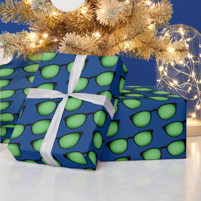 Geek Specs: Glasses with Binary Code Pattern Funny Wrapping Paper (Holidays)