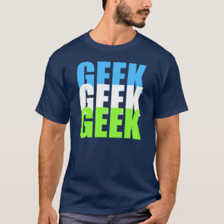geek t-shirt with blue white green design