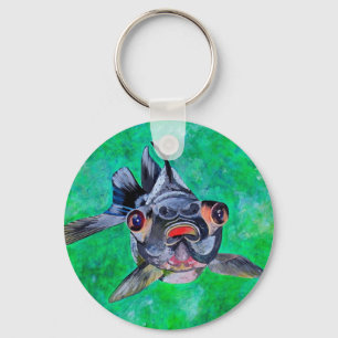 Geeky Blackmoor Goldfish With Telescopic Eyes Keychain