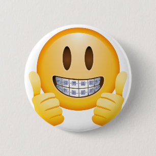 Geeky Braces Emoji 2 Inch Round Button