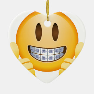 Geeky Braces Emoji Ceramic Ornament
