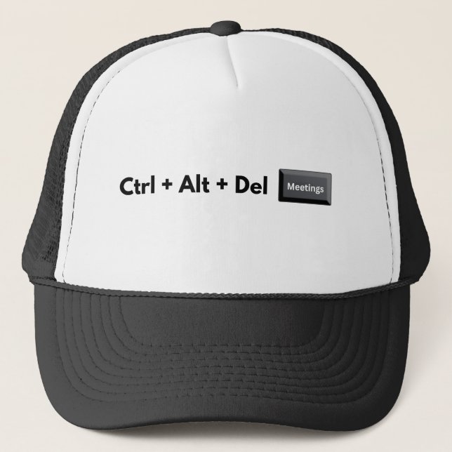 Geeky Control Alt Del Meetings Trucker Hat (Front)