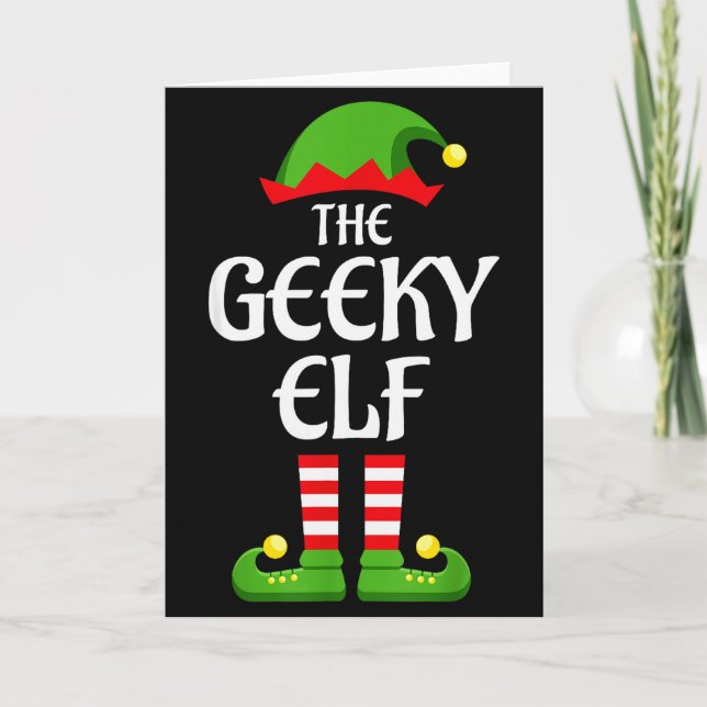 Geeky Elf Family Matching Group Christmas Geek  Card (Front)