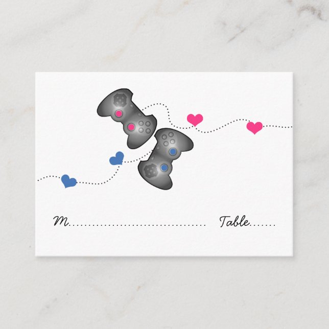 Geeky Gamer Mariage Cartes de Place (Devant)