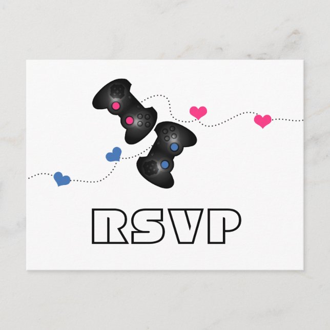 Geeky Gamers RSVP Postcard Dark (Blue/Pink) (Front)
