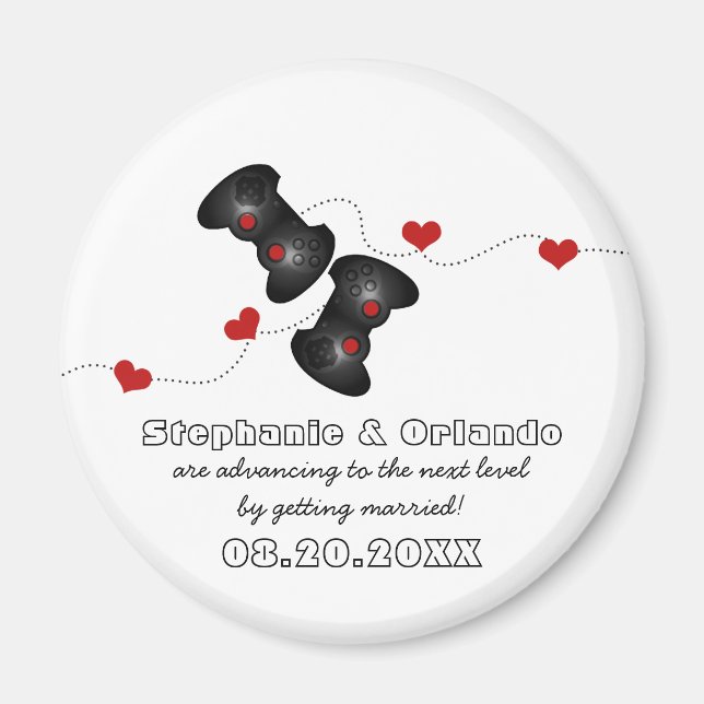 Geeky Gamers Save the Date Magnet, Dark Magnet (Front)