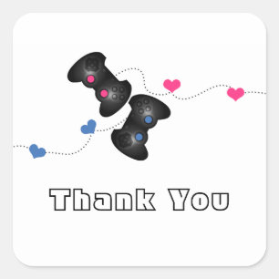Geeky Gamers Thank You Stickers Dark (Blue/Pink)