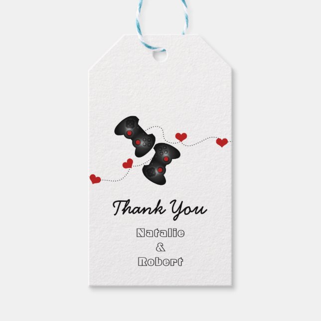Geeky Gamers Wedding Gift Tags Dark (Front)