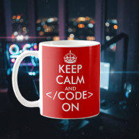 Geeky gardez le calme et le code sur la tasse pour