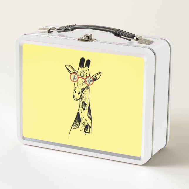 Geeky Giraffe Smart African Animal Metal Lunch Box (Front)