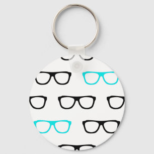 geeky glasses blue geek keychain