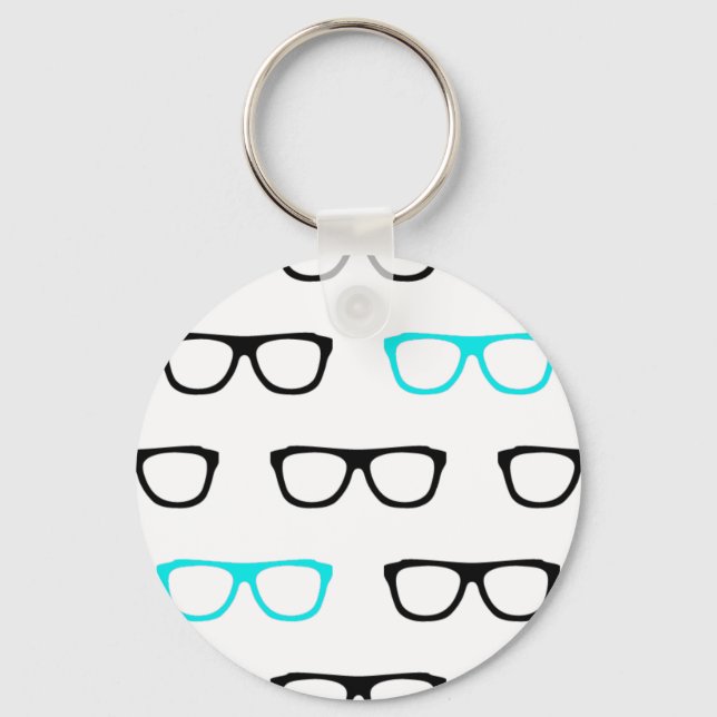 geeky glasses blue geek keychain (Front)