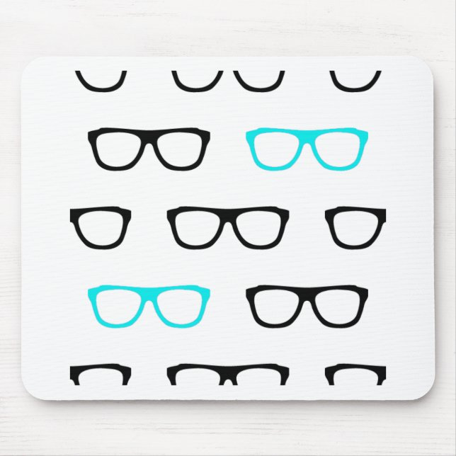 geeky glasses blue geek mouse pad (Front)
