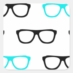 geeky glasses blue geek square sticker