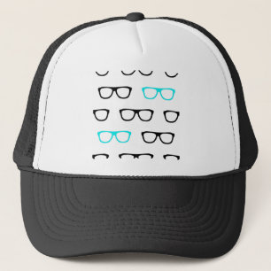 geeky glasses blue geek trucker hat