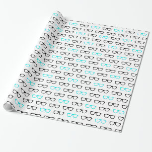 geeky glasses blue geek wrapping paper
