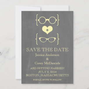 Geeky Glasses Chalkboard Save the Date Invite