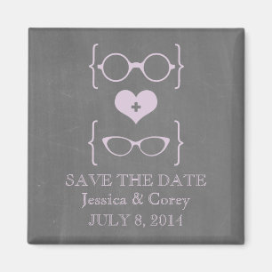 Geeky Glasses Chalkboard Save the Date Magnet