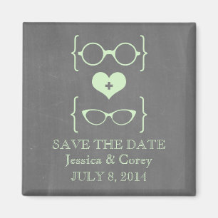 Geeky Glasses Chalkboard Save the Date Magnet