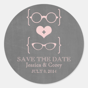 Geeky Glasses Chalkboard Save the Date Stickers