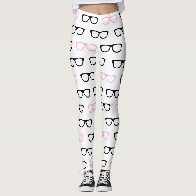 geeky glasses pink geek leggings (Front)