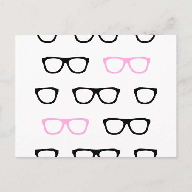 geeky glasses pink geek postcard (Front)